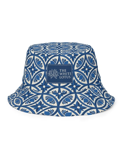 The White Lotus Flower Pattern Reversible Bucket Hat