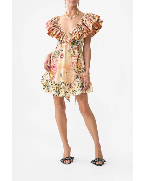 Short Frill Neck Dress With Hardware — Welcome To The White Lotus