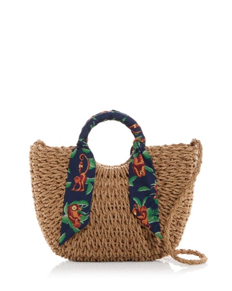 The White Lotus x AQUA Monkey Scarf Woven Basket Tote - Exclusive