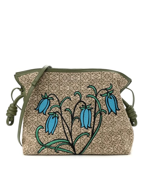 Loewe Canvas Calfskin Flamenco Knot Bag, Green (pre-owned)