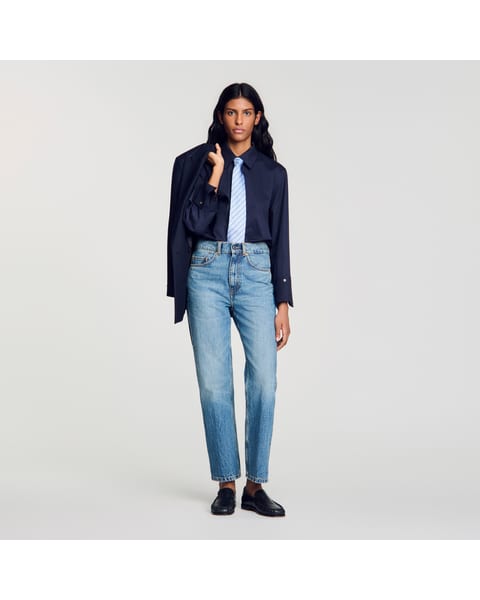 Sandro Cotton shirt with wide cuffs (Navy Blue)